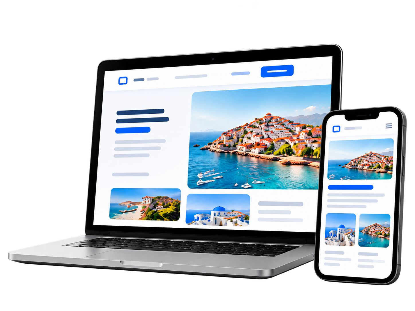 An example website designed for Your Business, shown on a laptop and a phone